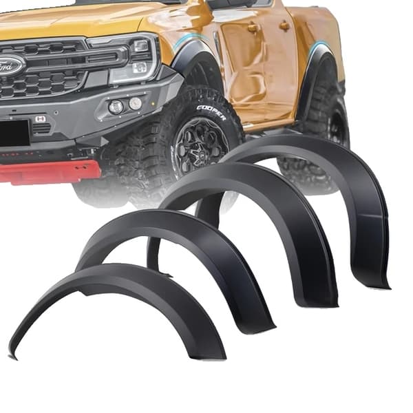 Fender Flares -pyöränkaaret, yhteensopiva Ford Ranger T9 2022 2023+ kanssa, etupuskuri sisältyy, etupuskurilla varustettu
