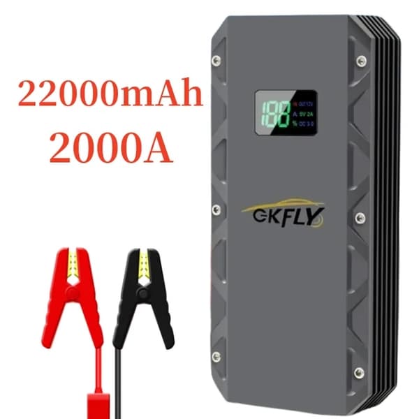 Bilstartare, hög effekt, portabel startenhet, 2000A 22000mAh