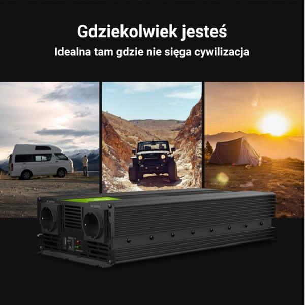 Green Cell - Spændingsomformer Green Cell® Inverter 12V til 230V 2000W/4000W Ren sinusbølge
