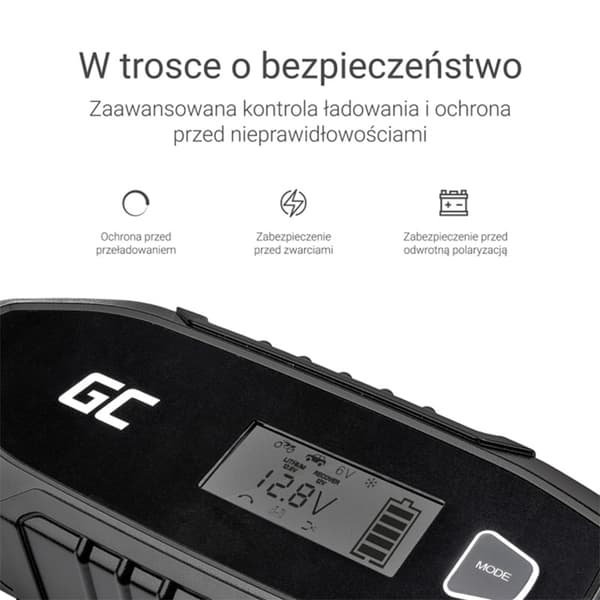 Green Cell - Oplader, ensretter til 6V / 12V (4A) batterier med intelligent diagnosefunktion