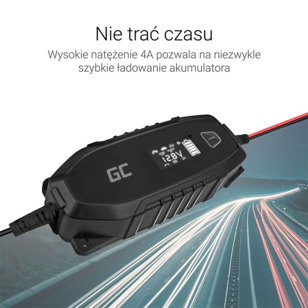 Green Cell - Oplader, ensretter til 6V / 12V (4A) batterier med intelligent diagnosefunktion