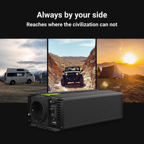 Green Cell - Jännitteenmuunnin Invertteri 12V - 230V 1000W/2000W Puhdas siniaalto