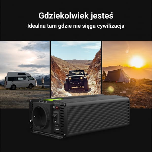 Green Cell - Spændingsomformer Inverter 24V til 230V 1000W/2000W Ren sinusbølge