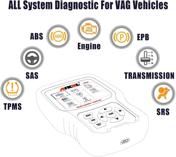 Bilscanner, fuld systemdiagnose, ABS EPB TPMS nulstilling, VD700