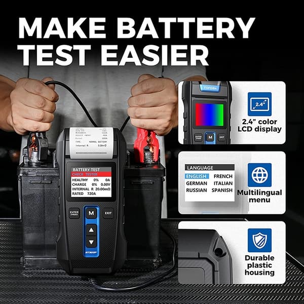 Batteritester, Udskriftsfunktion, Digital opladningstest, BT300P