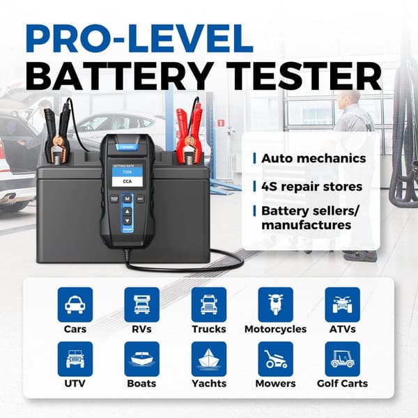 Batteritester, Skrivarfunktion, 12V Bilbatteri Belastningstest, BT300P