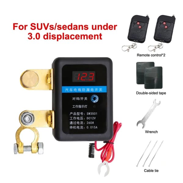Batteriafbryderkoblingsknap, Automatisk Strømafbrydelse, Forhindrer Batteriafladning, 2 Fjernbetjeninger SW3501