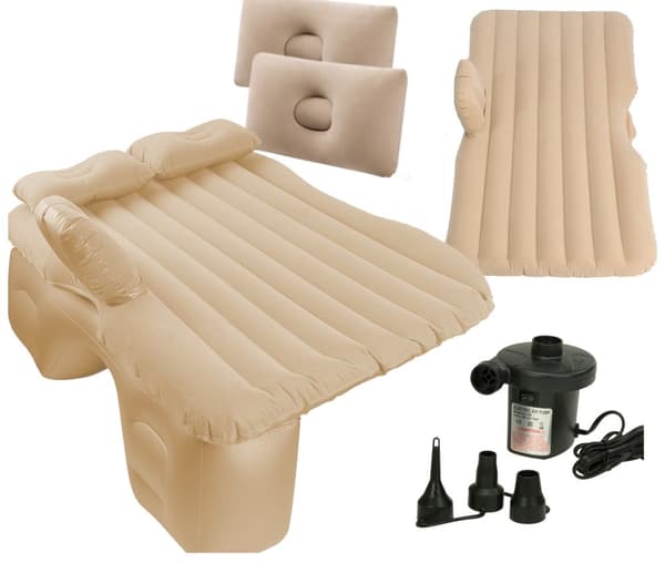 Uppblåsbar bilbäddmadrass + beige pump