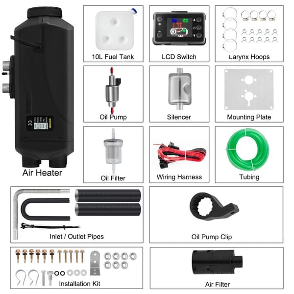 8KW Dieselilämmitin, 12V Nopea Lämmitys, Energiatehokas LCD-ohjaus,8 kilowattituntia