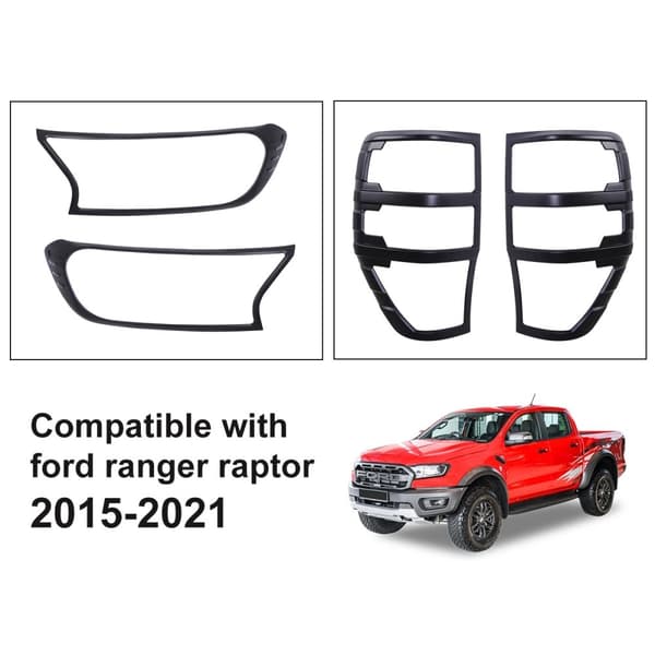 Takavalot ja ajovalojen suojukset, mattamusta, Ford Ranger Raptor 2015-2021,4 kpl