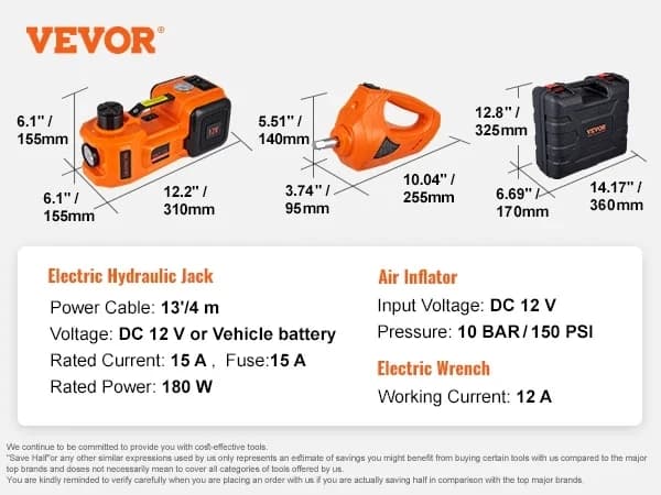 5 Ton Elektrisk Bil Lift, 12V Strømforsyning, Integreret Dækpumpe,5 ton krydsnøgle