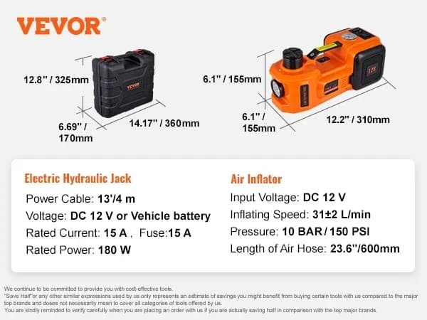 5 Ton Elektrisk Bil Lift, 12V Strømforsyning, Integreret Dækpumpe,5 ton krydsnøgle
