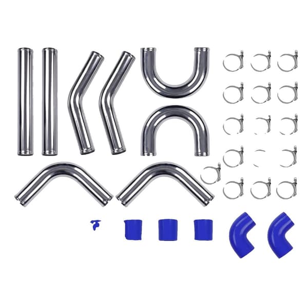 Universal Intercooler Turbo Piping Kit, 2,5" Aluminiumrør, Silikoneslanger