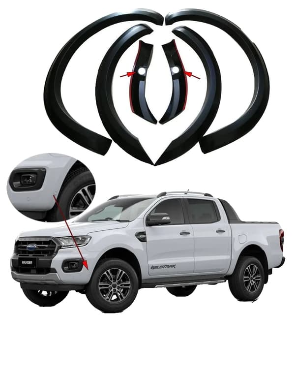 Ford Ranger Skærmforøgere, ABS Materiale, Nem Installation 2015-2022, Rav 2015-2022 Slim with sensor