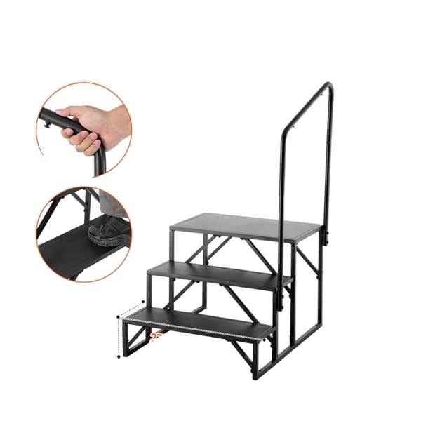 3-stegs husvagnstrappa, halkfria steg, 440 lbs belastningskapacitet,3Steg