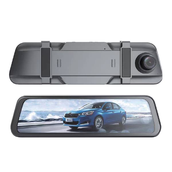Full HD G-sensor bilvideoinspelare för backspegeln med en grå backkamera