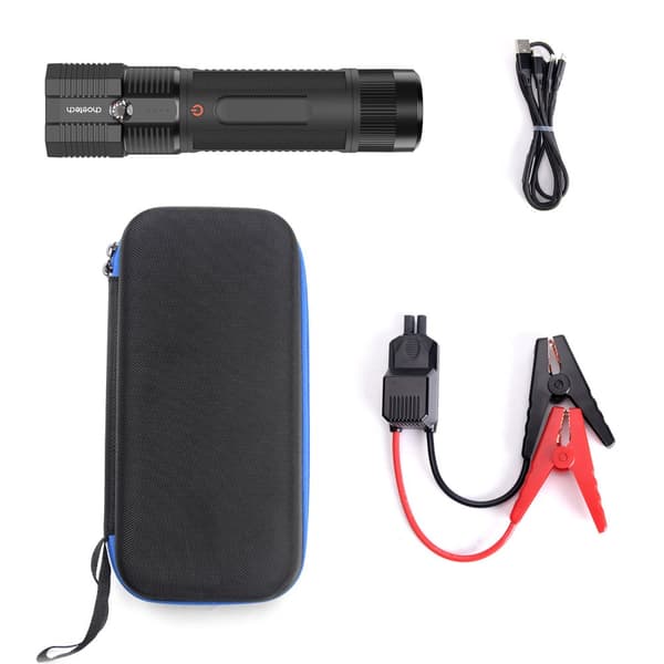 3in1 Auton käynnistys Jump Starter + 8000mAh virtapankki + LED-taskulamppu - musta