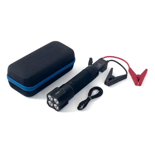 3in1 Auton käynnistys Jump Starter + 8000mAh virtapankki + LED-taskulamppu - musta