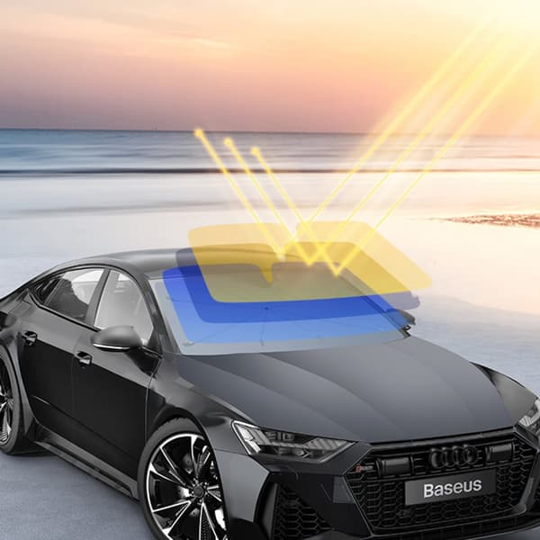 Heijastava tuulilasi aurinkosuoja CoolRide autoon 131x69cm musta