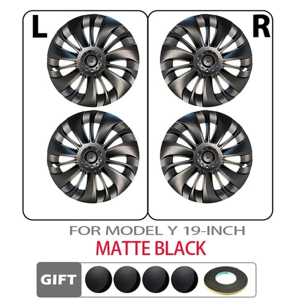 19-tuumaiset vanteensuojat Tesla Model Y:lle, matta musta viimeistely, helppo asennus,Matte Black-EI LOGOA