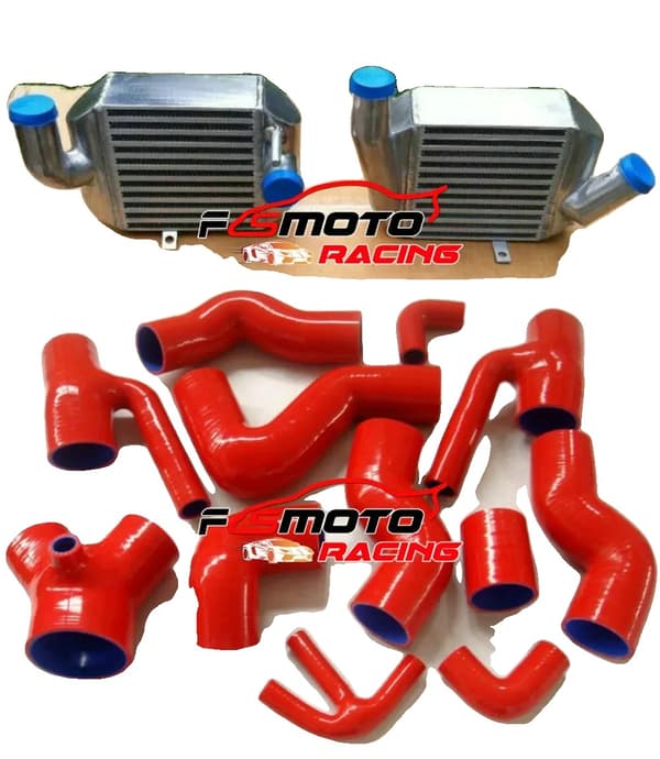 FMIC Aluminium Intercooler, Skræddersyet til Audi S4 B5 & A6 4B, Holdbare Højtryks Slanger,RØD Hose RED Hose