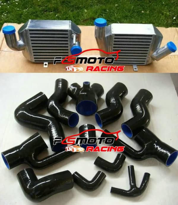 FMIC Aluminium Intercooler, Skræddersyet til Audi S4 B5 & A6 4B, Holdbare Højtryks Slanger,RØD Hose