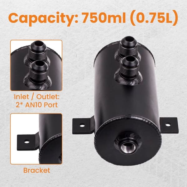 Aluminium Olieopsamler, 750 ml Kapacitet, Holdbart Design, Universel Pasform