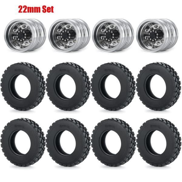 AXSPEED RC Hjulnav Fælge, Holdbart Metal, Højkvalitets Gummidæk,22mm Sæt