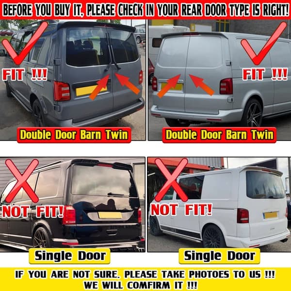 2 stycken T5 bil bakspoiler vinge bakläpp för Volkswagen T5 T5.1, dubbeldörr lada twin bil bakvinge dekoration