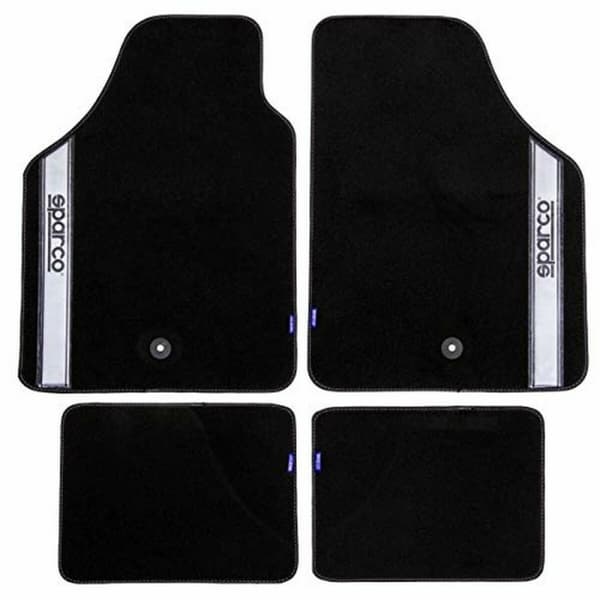 Set med bilgolvmattor Sparco Svart/Silvrig Grå Silvrig Matta (4 pcs)