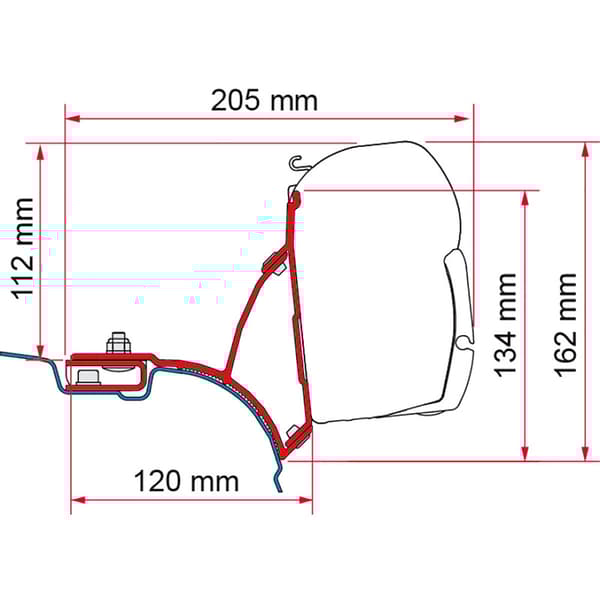 Fiamma Kit Vw T5/t6 Transporter/multivan Tukee Hopeinen