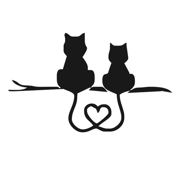 Bildekal med kärleksfullt kattmotiv i PVC-material och vattentålig finish