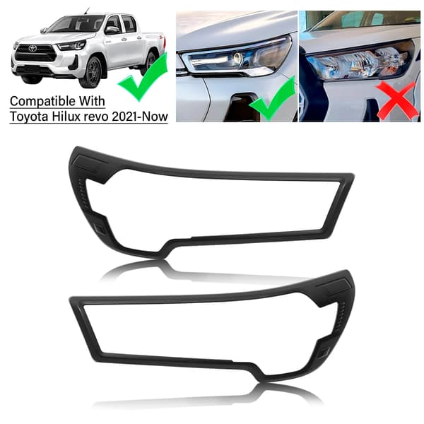 Forlygter Dæksel Trim til Toyota Hilux, Holdbart ABS Materiale, Nem Selvklæbende Installation,Option1