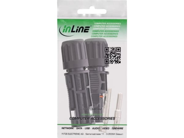 InLine 94001, Standard4/MC4/PV4, Svart, Hane/Hona, Rak, IP68, -40 - 85 ° C