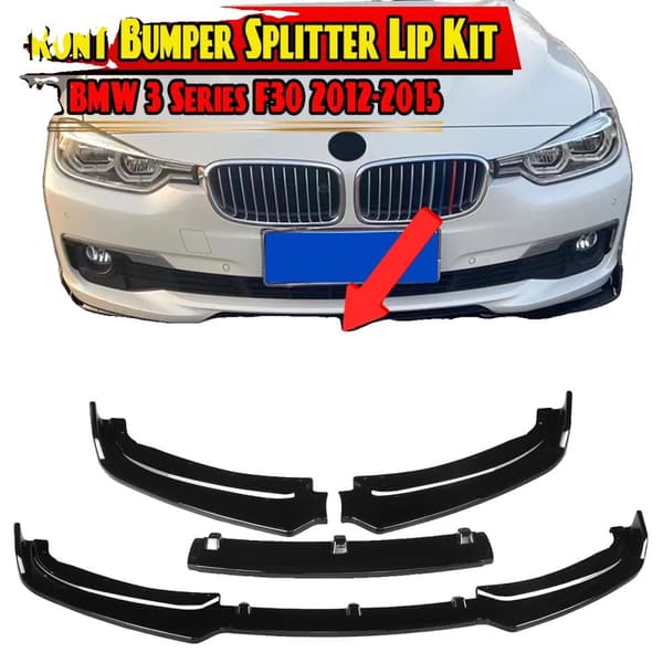 BMW 3-sarja F30 Etupuskimen Splitter Lip Kit, Kiiltävän Musta, Helppo Asennus, Parantaa Aerodynamiikkaa