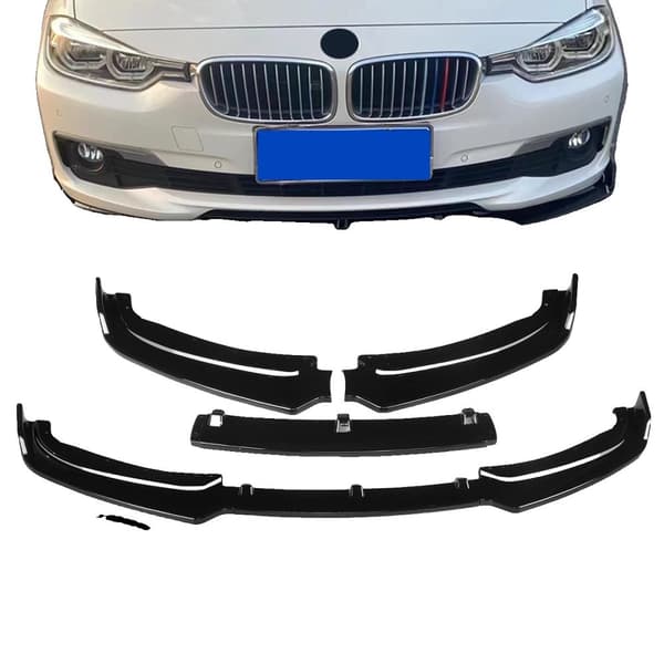 Front Bumper Splitter Lip Kit, Glansende Sort Finish, Holdbart ABS Materiale, Forbedret Aerodynamik