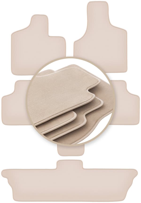 PREMIUM beige gulvmåtter til: Dodge Caravan / Grand Caravan III 7 personer 2001-2007