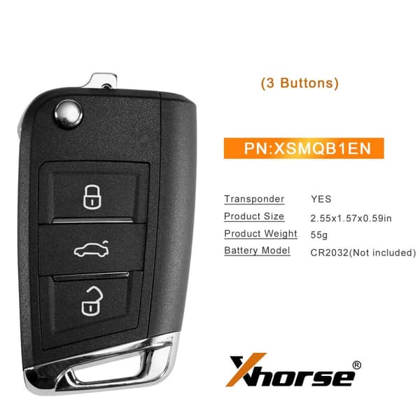 Xhorse Älykäs Kauko-ohjainavain, 3 Painiketta, Lähietäisyysominaisuus, 5 KPL Pakkaus