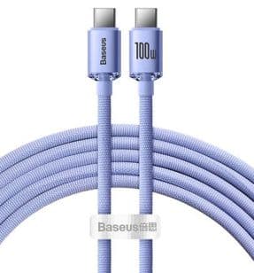 BASEUS USB-C TIL USB-C OPLADNINGSKABEL 100W, 1,2M (LILLA)