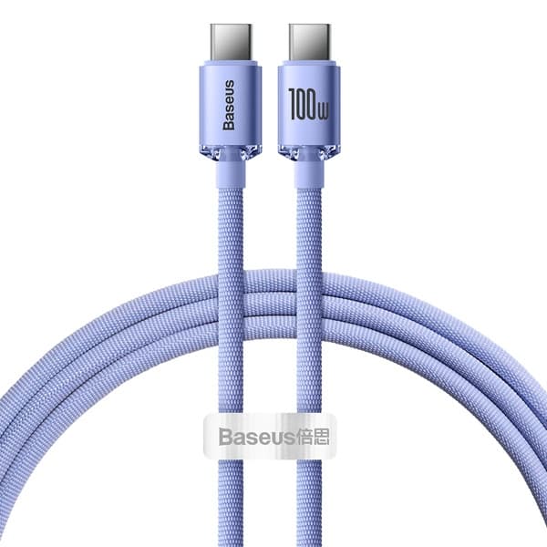 BASEUS USB-C TIL USB-C OPLADNINGSKABEL 100W, 1,2M (LILLA)