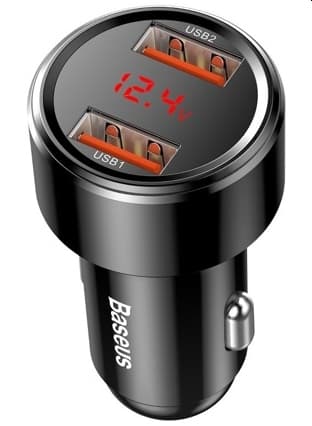 BASEUS BILOPLADER MAGIC 2X USB QC 3.0 45W (SORT)