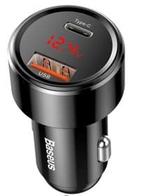 BASEUS AUTOLATURI MAGIC USB + USB-C QC 4.0 PD 45W (MUSTA)