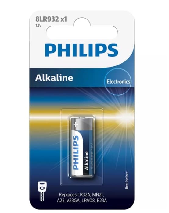 PHILIPS BATTERI 8LR932 12.0V (LR23A/8LR23) ALKALIN BLISTER 1 STK.