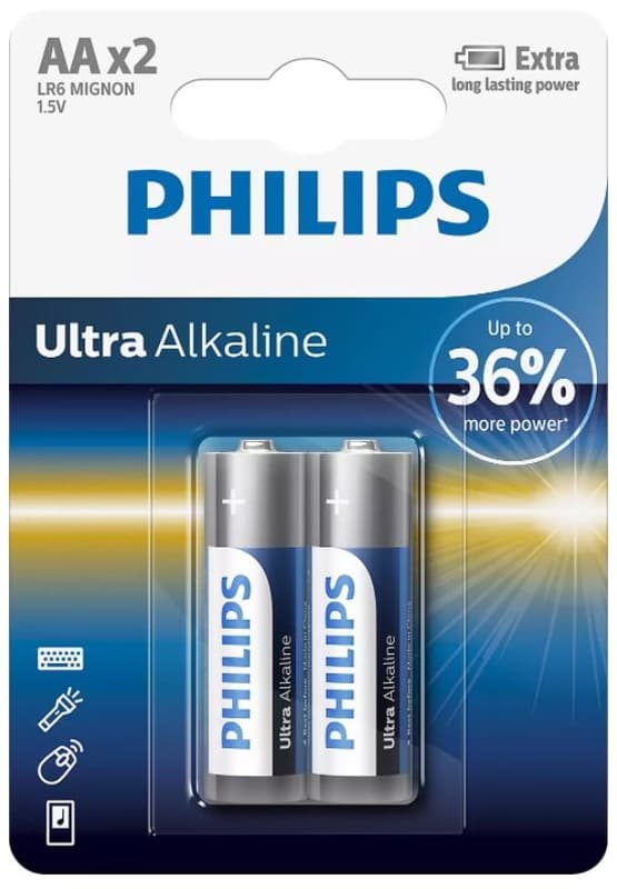 PHILIPS AA-BATTERIER ULTRA ALKALINE LR6 BLISTER 2 STK.