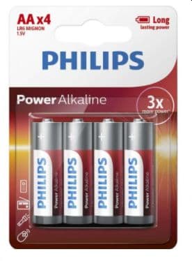 PHILIPS AA-paristot, alkali, LR6, läpipainopakkauksessa, 4 kpl.