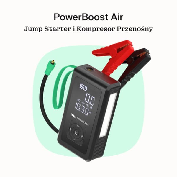 GreenCell-PowerBoostAirCarJumpStarter/Starter/Flashlight/CarPowerbankwithCompressor8000mAh1000A