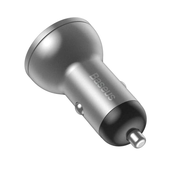 Baseus billaddare med display, 2x USB, 4.8A, 24W (silver)