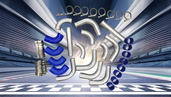 Turbo Boost Intercooler Rörkit, 51 mm Diameter, Hållbart Aluminium Material, Komplett med Slangar och Klämmor