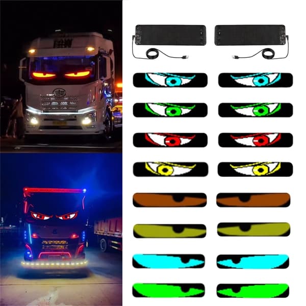 Animerade LED-bilögon, anpassningsbar display, användarvänlig app, vattentålig design
