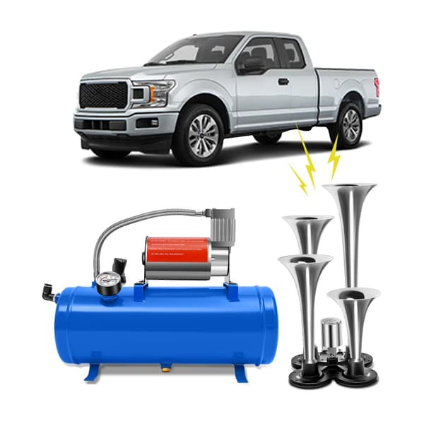 Højtydende Toghornsæt, 150 PSI Kompressor, 6L Tank, Pladsbesparende Design